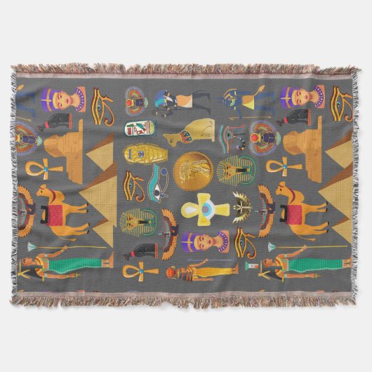 Egyptisch hiërogliefsymboolpatroon farao      deken (Voorkant)