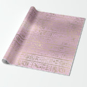 Egyptisch Hieroglyphs Gold Pink Pastel Roos Cadeaupapier (Uitgerold)