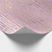 Egyptisch Hieroglyphs Gold Pink Pastel Roos Cadeaupapier (Hoek)