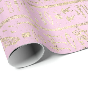 Egyptisch Hieroglyphs Gold Pink Pastel Roos Cadeaupapier