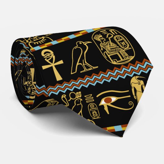 Egyptisch Hieroglyphs oog van het Horuspatroon Stropdas (Opgerold)