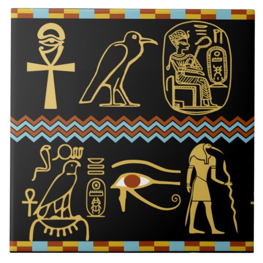 Egyptisch Hieroglyphs oog van het Horuspatroon Tegeltje (Voorkant)