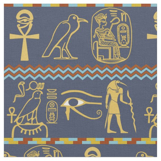 Egyptisch Hieroglyphs oog van Horus Tile Pattern Stof (Close Up)