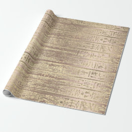 Egyptisch Hieroglyphs Roos GoldGold Wood Cadeaupapier