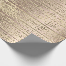 Egyptisch Hieroglyphs Roos GoldGold Wood Cadeaupapier