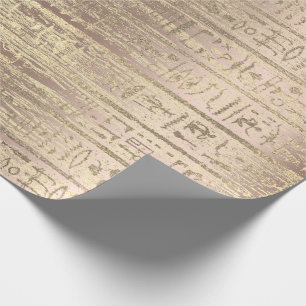 Egyptisch Hieroglyphs Roos GoldGold Wood Cadeaupapier