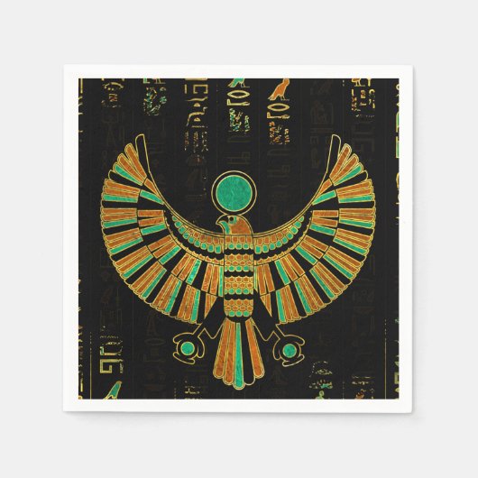 Egyptisch Horus Falcon Gold en kleurenkristal Servet (Voorkant)