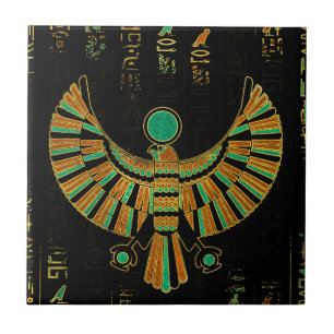 Egyptisch Horus Falcon Gold en kleurenkristal Tegeltje