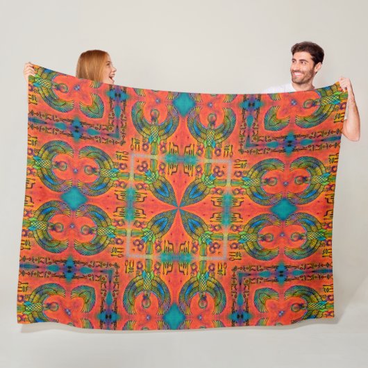 Egyptisch Horus Magick Pyramid Pattern Fleece Deken (In situ)