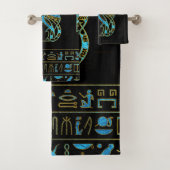 Egyptisch kattengoud en blauw gekleurd glas bad handdoek (Insitu)