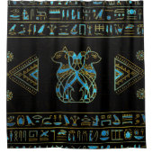 Egyptisch kattengoud en blauw gekleurd glas douchegordijn (Voorkant)