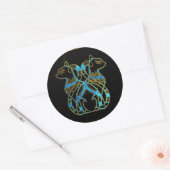 Egyptisch kattengoud en blauw gekleurd glas ronde sticker (Envelop)