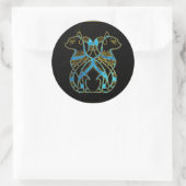 Egyptisch kattengoud en blauw gekleurd glas ronde sticker (Tas)