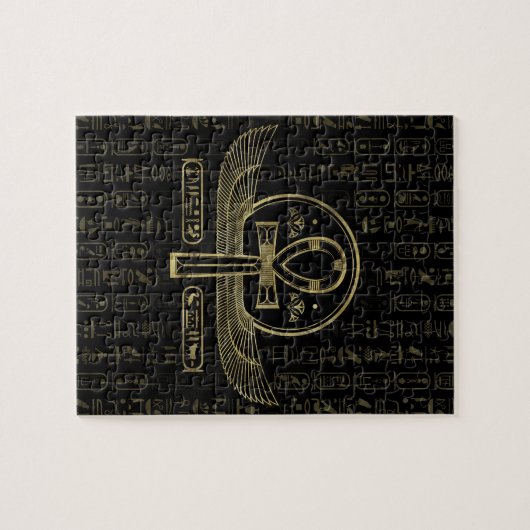 Egyptisch kruis - Ankh - Goud en zwart Legpuzzel (Horizontaal)
