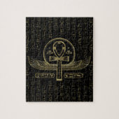 Egyptisch kruis - Ankh - Goud en zwart Legpuzzel (Verticaal)