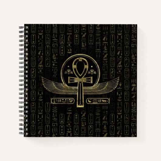 Egyptisch kruis - Ankh - Goud en zwart Notitieboek (Voorkant)