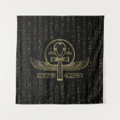 Egyptisch kruis - Ankh - Goud en zwart Wandkleed (Voorkant)
