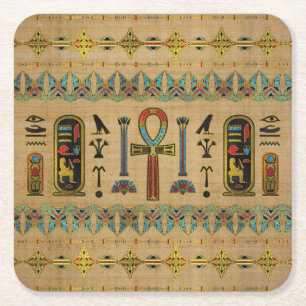 Egyptisch kruis - Ankh Ornament op papyrus Kartonnen Onderzetters