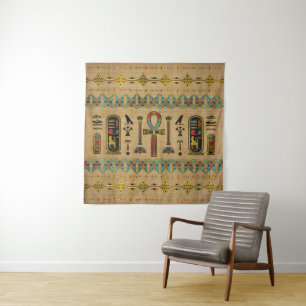 Egyptisch kruis - Ankh Ornament op papyrus Wandkleed