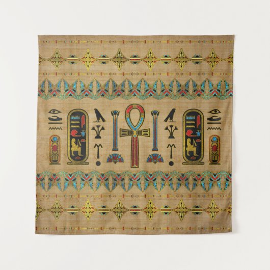 Egyptisch kruis - Ankh Ornament op papyrus Wandkleed (Voorkant)