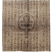 Egyptisch kruis - Ankh - Wooden Textuur Douchegordijn (Voorkant)