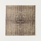 Egyptisch kruis - Ankh - Wooden Textuur Wandkleed (Voorkant)