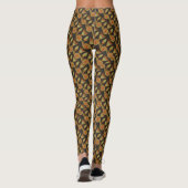 Egyptisch Lotus Flower Pattern Green over Black Leggings (Achterkant)