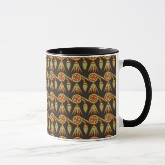 Egyptisch Lotus Flower Pattern on Black Coffee Mok (Rechts)