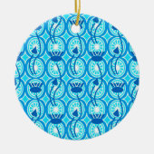 Egyptisch Lotus-patroon, kobalt en turquoise Keramisch Ornament (Voorkant)