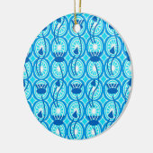 Egyptisch Lotus-patroon, kobalt en turquoise Keramisch Ornament (Links)