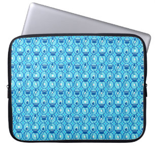 Egyptisch Lotus-patroon, kobalt en turquoise Laptop Sleeve