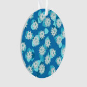 Egyptisch Lotus-patroon, kobalt en turquoise Ornament (voorkant)