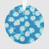 Egyptisch Lotus-patroon, kobalt en turquoise Ornament (voorkant)