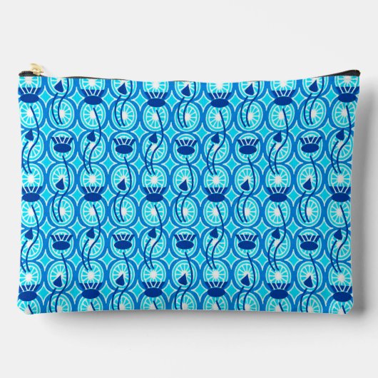 Egyptisch Lotus Pattern, Cobalt Blue en Turquoise Etui (Voorkant)