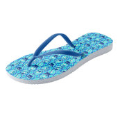 Egyptisch Lotus Pattern, Cobalt Blue en Turquoise Teenslippers (Schuin)