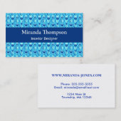 Egyptisch Lotus Pattern, Cobalt Blue en Turquoise Visitekaartje (Voorkant / Achterkant)