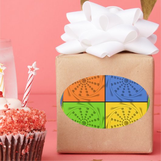 Egyptisch naadloos patroon van naadloze textielpro ovale sticker (Feest)