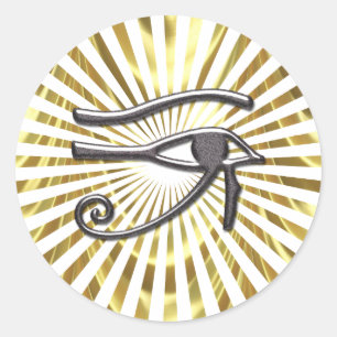 Egyptisch oog van Horus Gold en Black Ronde Sticker