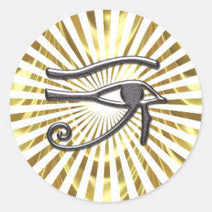 Egyptisch oog van Horus Gold en Black Ronde Sticker