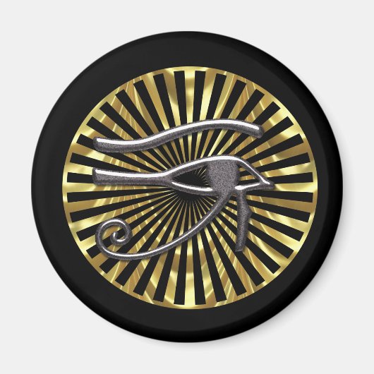 Egyptisch Oog van Horus Goud en Zwart Magneet (Voorkant)