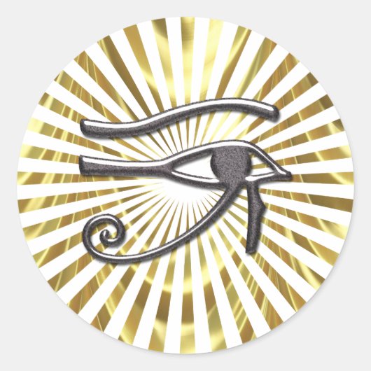 Egyptisch Oog van Horus Goud en Zwart Ronde Sticker (Voorkant)