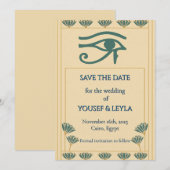 Egyptisch Oog van Horus Lotus Goud Save the Date Kaart (Voorkant / Achterkant)