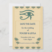 Egyptisch Oog van Horus Lotus Gouden Save the Date Kaart (Voorkant)