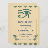 Egyptisch Oog van Horus Lotus Gouden Save the Date Kaart (Voorkant / Achterkant)