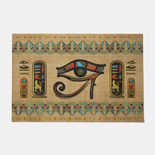 Egyptisch oog van Horus Ornament op papyrus Deurmat (Voorkant)