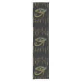 Egyptisch oog van Horus over hiërogliefen en marme Korte Tafelloper (Voorkant)