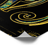 Egyptisch oog van Horus over hiërogliefen en marme Poster (Hoek)