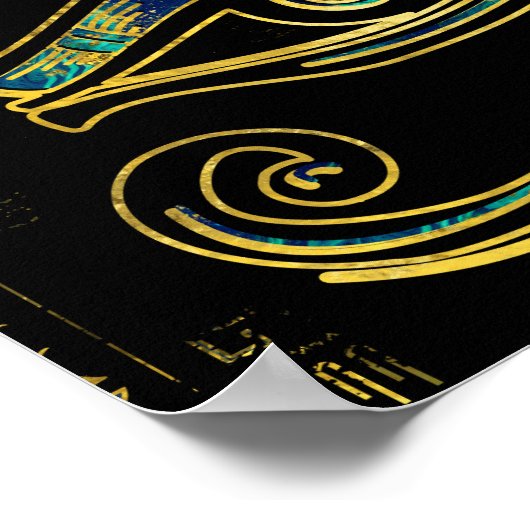 Egyptisch oog van Horus over hiërogliefen en marme Poster (Hoek)