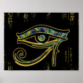 Egyptisch oog van Horus over hiërogliefen en marme Poster (Voorkant)