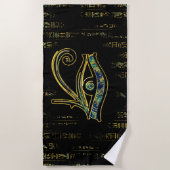 Egyptisch oog van Horus over hiërogliefen en marme Strandlaken (Voorkant)